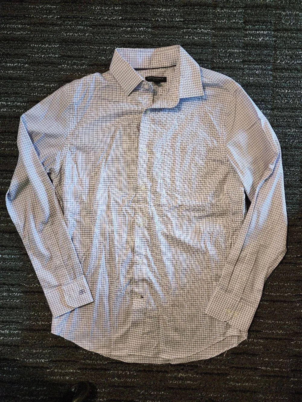 Banana Republic 100% Cotton Tailored Slim Fit Purple Plaid Button Shirt Medium M